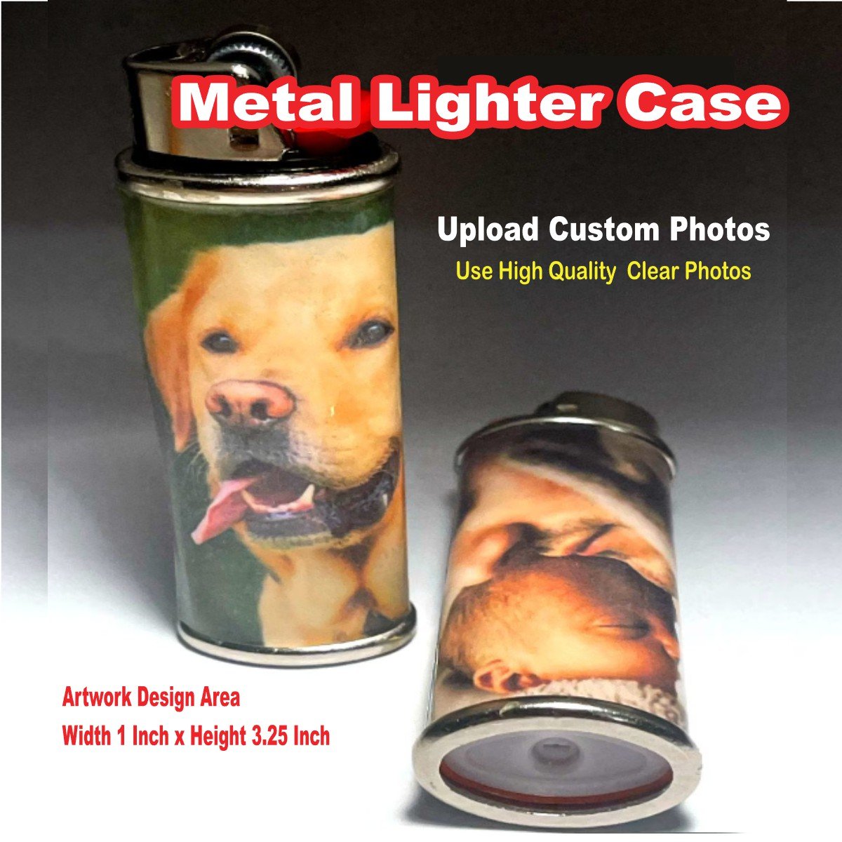 Custom Metal Lightr case Sub Pressions 100 Pack Custom Lighter- Logo Sticker Wraps