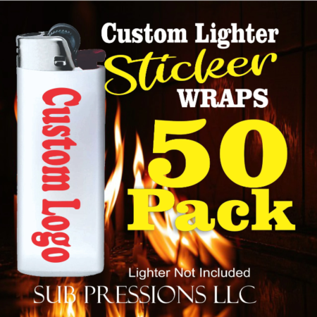 50 Pack Custom Lighter- Logo Sticker Wraps
