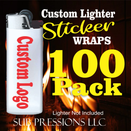 100 Pack Custom Lighter- Logo Sticker Wraps
